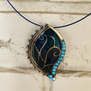 New Womens Leaf Drop Inlays Necklace & Earrings 3 in 1